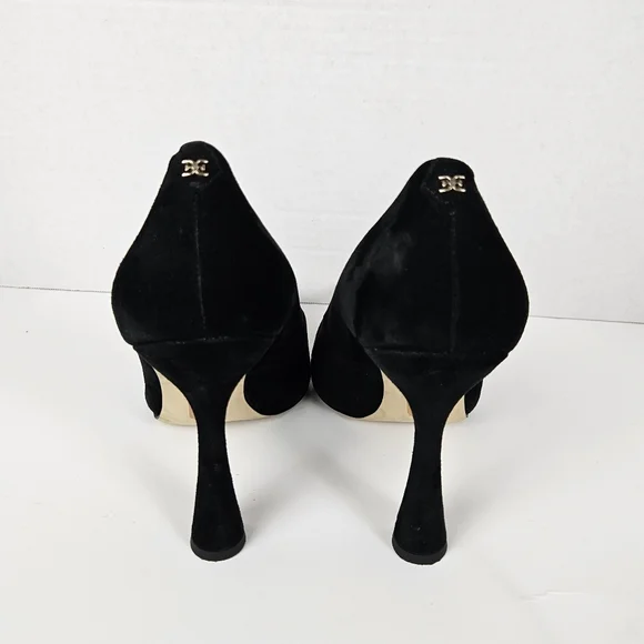 Sam Edelman Antonia Pointed Toe Black Suede Pump Heel Size 8.5 Minimalist - Picture 4 of 8